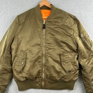 Alpha Industries Bomber Jacket Mens XL Green MA-1 Slim Fit Reversible Flight